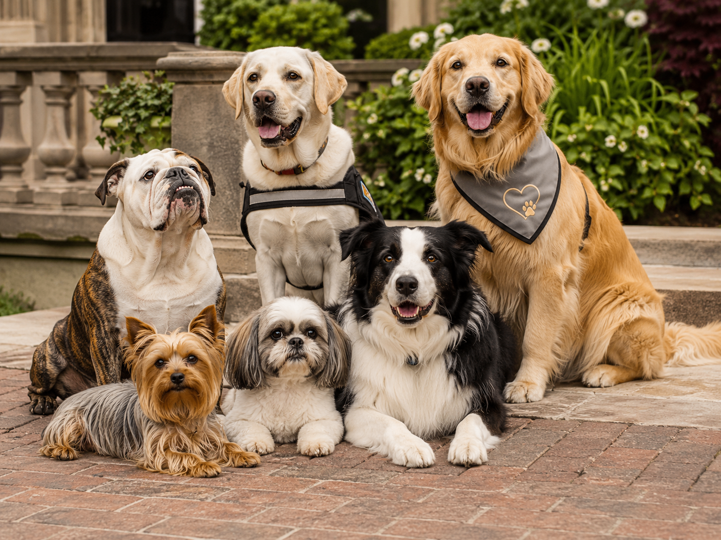 Diverse dogs representing Ruff Ruff Ranch partner education and development pathways